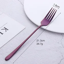 purple-1 pcs Столовая вилка из нержавеющей стали, корейские Десертные Вилки, Серебряная столовая посуда для стейка, розовое золото, десертная вилка, кухонные, вечерние, инструменты - Цвет: purple-1 pcs