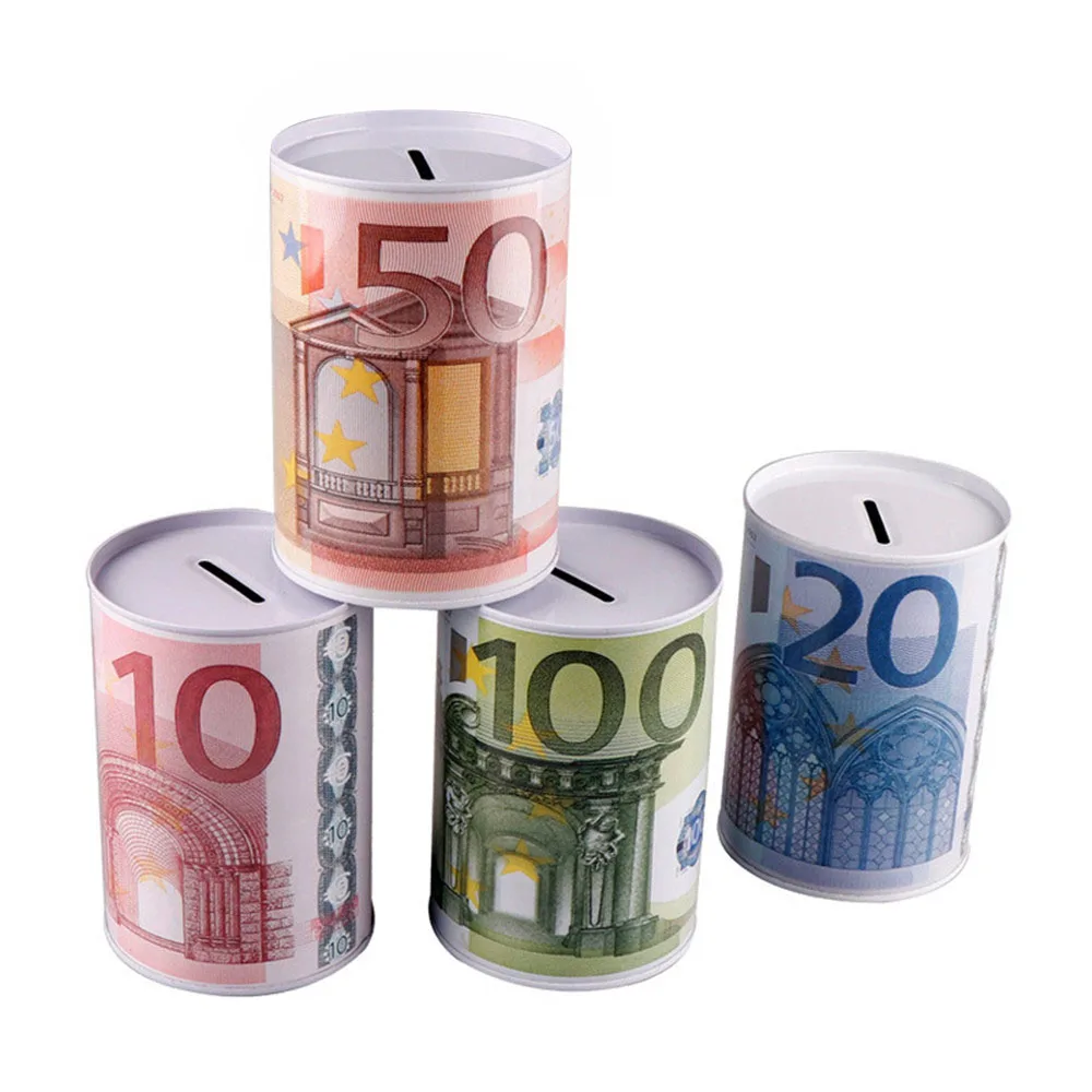 

Euro Dollar Shaped Money Box Safe Cylinder Piggy Bank Coins Banks Deposit Storage Boxes For Children 10 20 50 100 10 Dollars