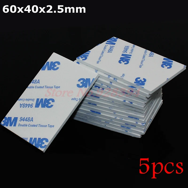 5 шт. двусторонняя клеевая лента из ЭВА-пены 3M 9448A белого цвета размером 60x40 мм для монтажа автомобильных украшений дома.