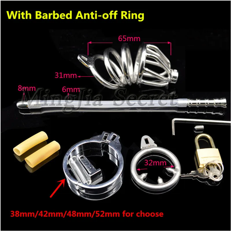 Длинный мужской Пояс верности из нержавеющей стали клетка на пенис с катетером