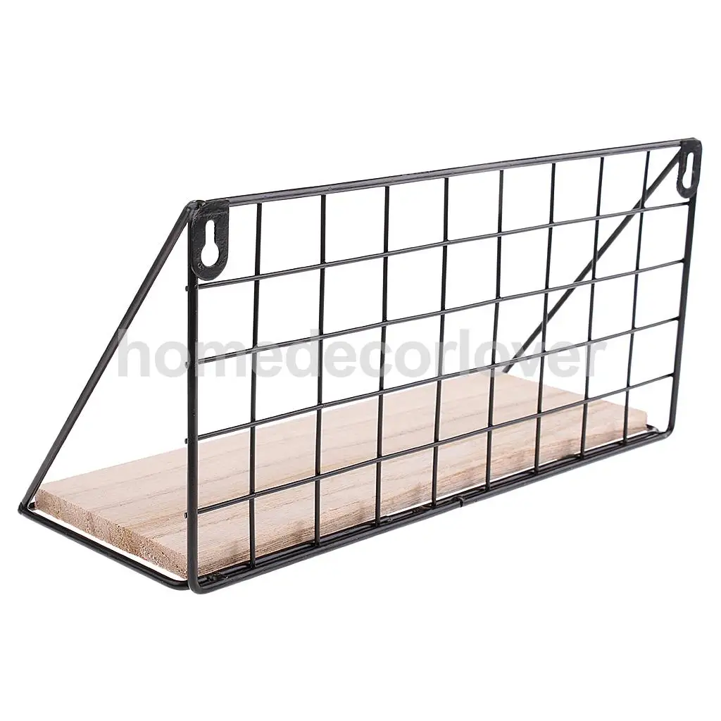 1Pc Metal &amp Wooden Wall Hanging Rack Shelf Holder Cabinet for Flower Pot Gadgets Hold | Storage Holders Racks
