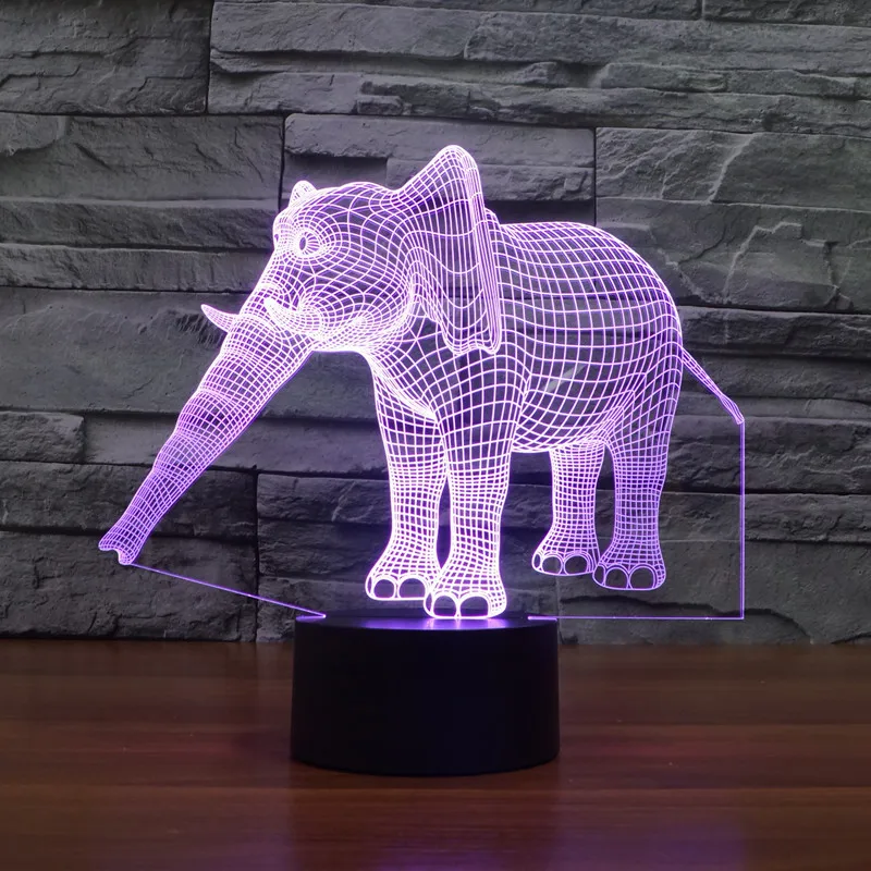 3D Atmosphere lamp 7 Color Changing Visual illusion LED Decor Lamp Elephant 3 Home Table Decoration for Child Gift | Игрушки и хобби