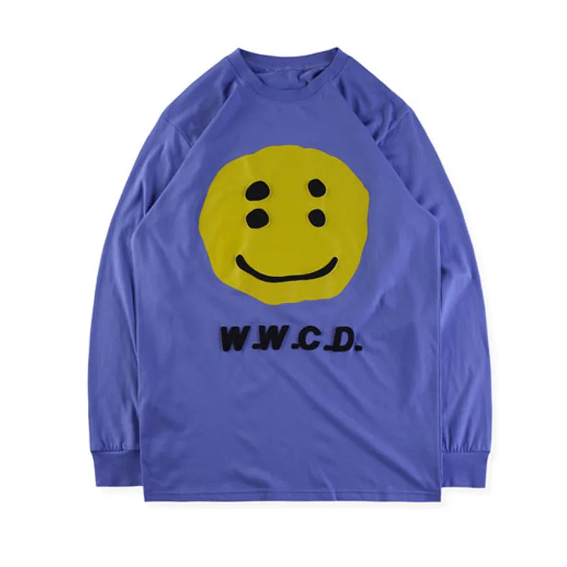 Asap Rocky Smiley Face футболка с длинными рукавами Cpfm w. C. D Мужская и женская футболка с граффити и смайликом модные футболки