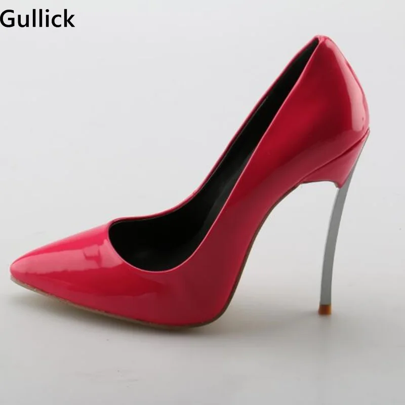 

Сексуальные красные кожаные туфли-лодочки Gullick с острым носком, женские туфли-лодочки, новый дизайн, туфли-лодочки на тонком и высоком каблу...