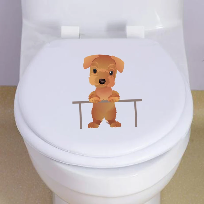 YOJA 20.7*22CM Standing Dog Wall Decal Toilet Sticker BedRoom Home Decor Funny Cartoon T3-0579 | Stickers