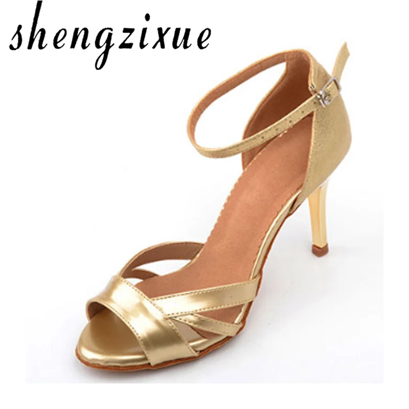 Shengzixue/женские туфли для латинских танцев зеленая змея текстура PU и золотой или