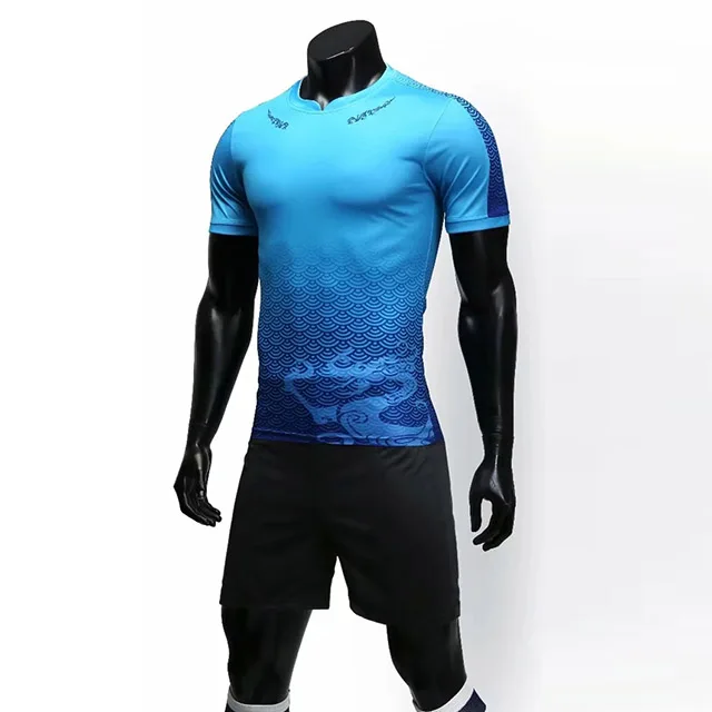 blue black shorts Футбольные тренировочные костюмы футбольные майки Индивидуальные футбольные майки набор мужские футбольные тренировочные униформы - Цвет: blue black shorts