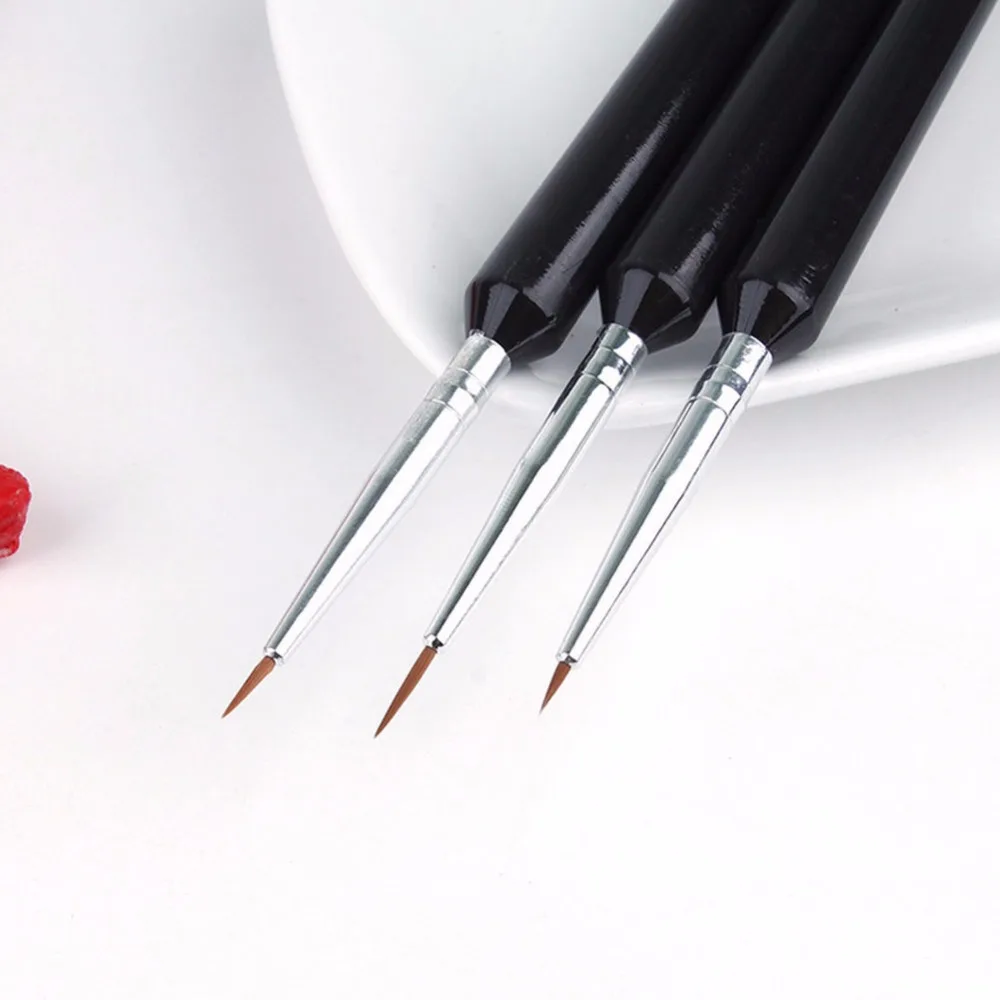 2016 новинка 3 шт. акриловая кисть для ногтей инструмент дизайна подводки черные