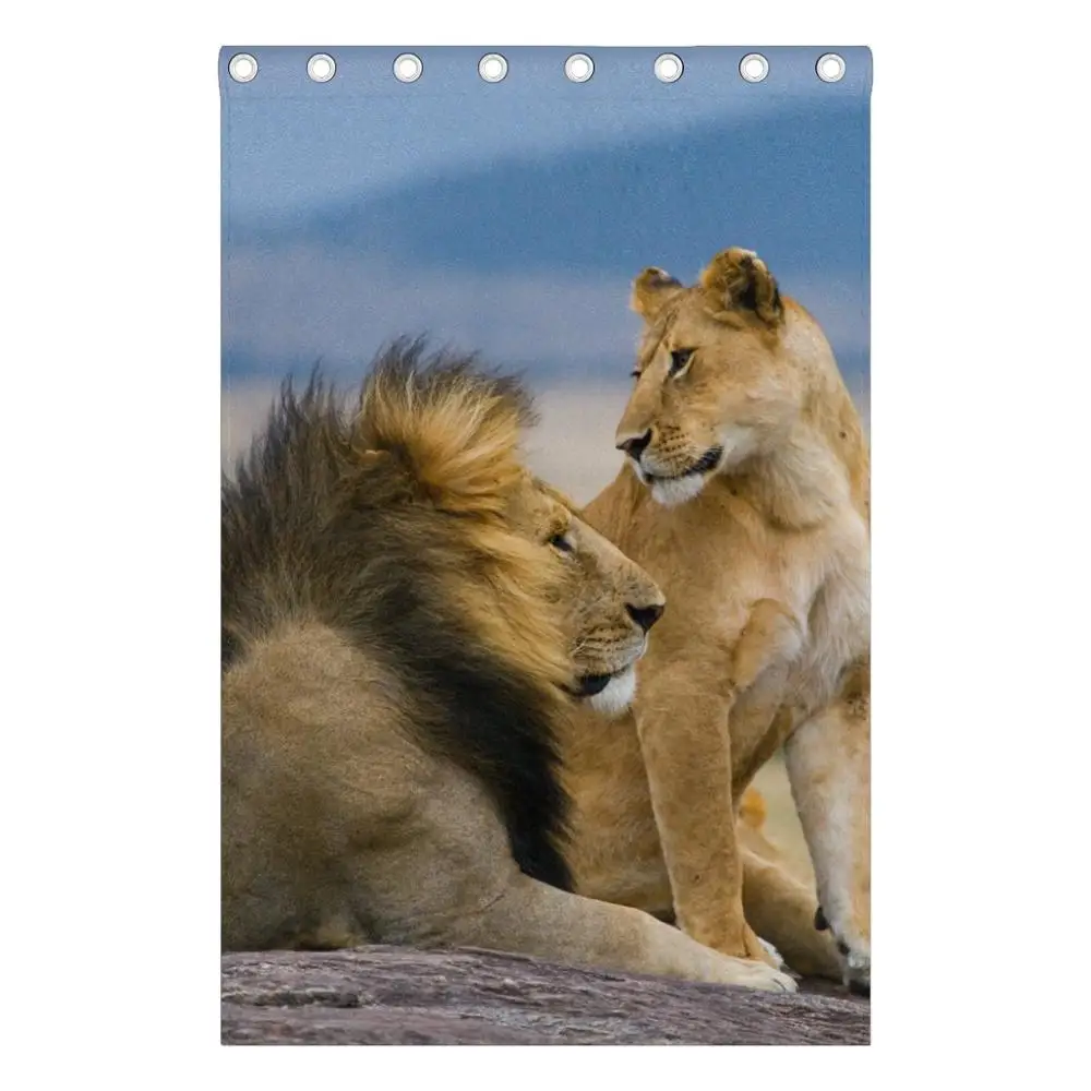 Занавески с изображением Льва затемняющие панели втулки разделитель для комнаты