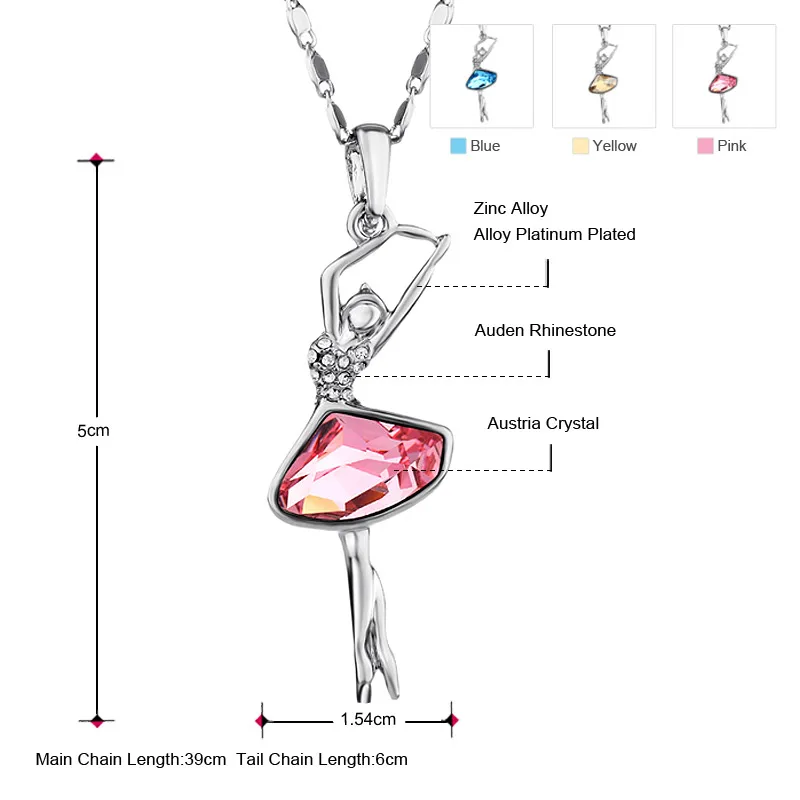 Neoglory Austrian Crystal Pendant Necklaces Women Chain Teen Dancing Girls Birthday Birthstone Gifts Jewelry B1|necklace mens|necklace radionecklace