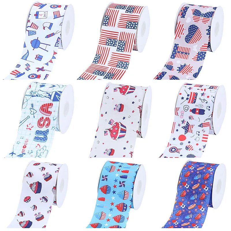 

July 4th grosgrain ribbon printed Independence Day 50yards