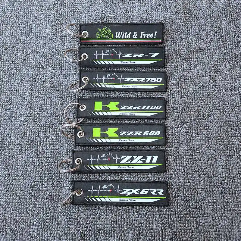 Цепочка для ключей мотоцикла Тканое кольцо этикетка цепь Kawasaki ZX6RR ZX 11 ZZR600 ZZR1100