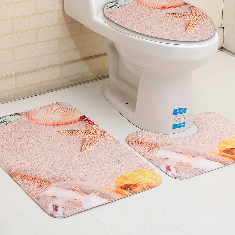 Оболочки камень из 3 предметов принт Ванная комната коврики для ванной комнаты