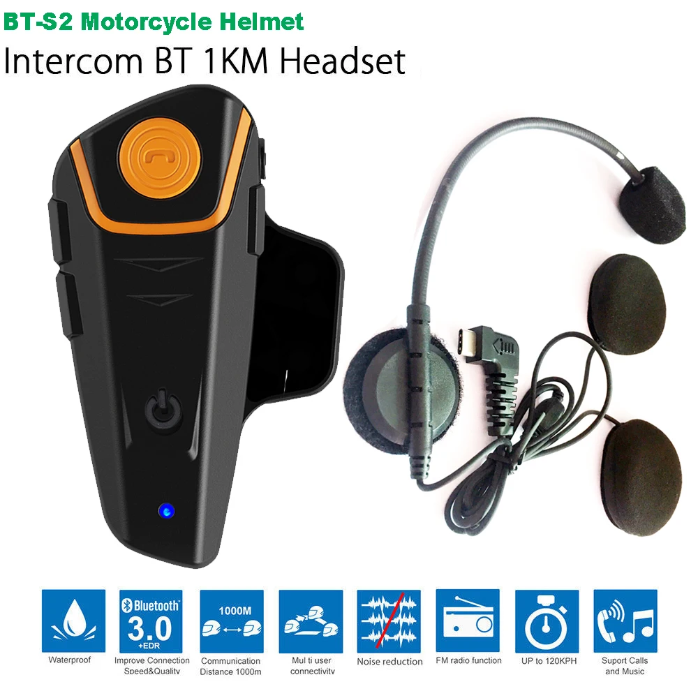 Bluetooth Интерком водонепроницаемый для мотоциклетного шлема 1000 м|Наушники шлемов| |