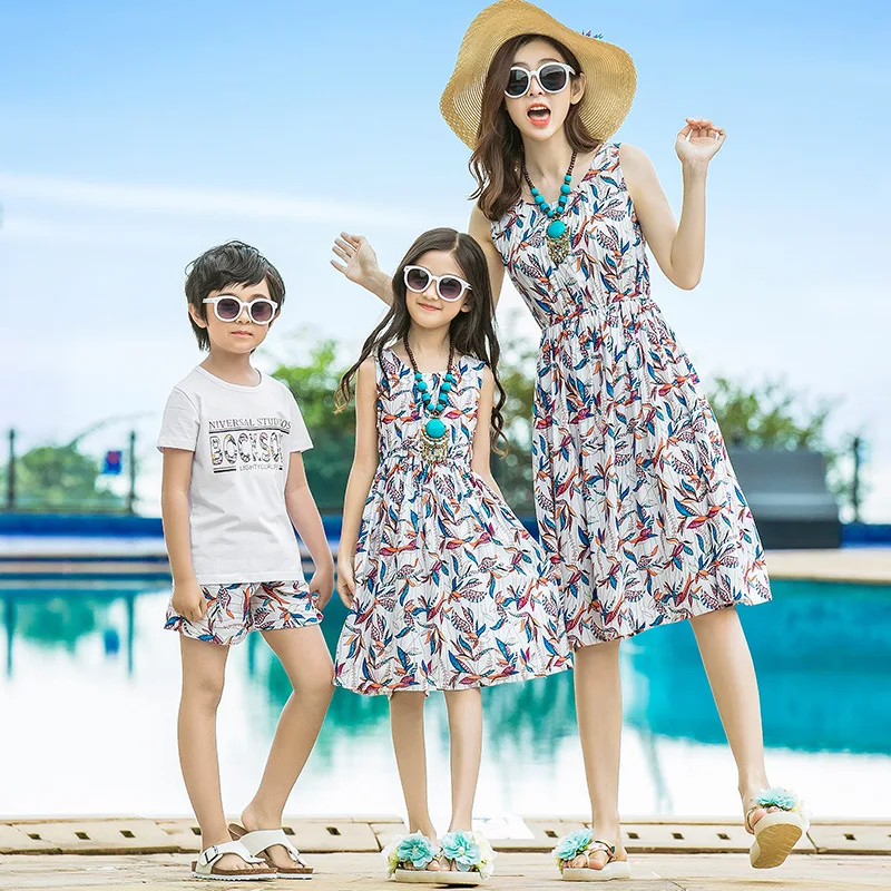 Mum Mama Mother Daughter Dresses Floral Infant Bebe Baby Kids Girls Little Big Sister and Clothes Family Shirts | Мать и ребенок