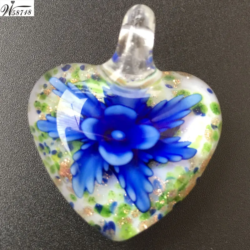 Бесплатная доставка Красивая ювелирные изделия 31x38 мм Lampwork Стекло цветок Для