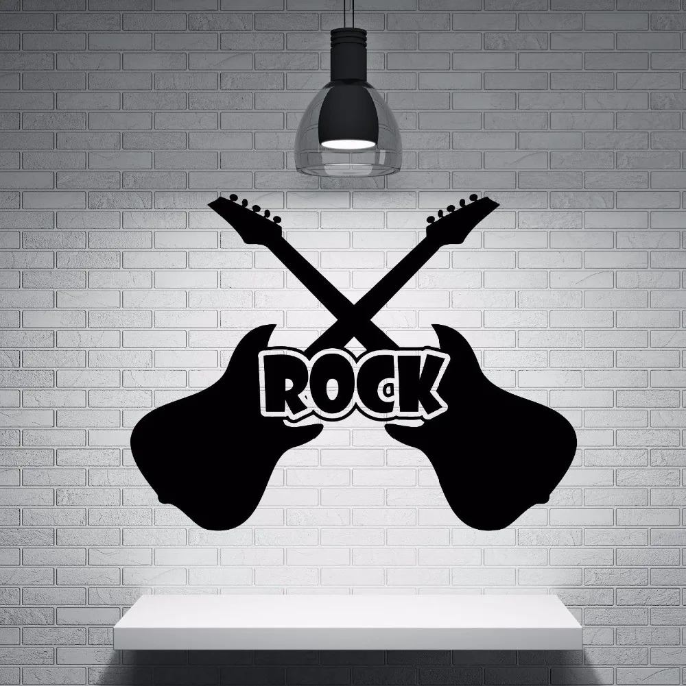 

Guitar Wall Decal Vinyl Rock And Roll Guitar Instrument Wall Sticker Music Studio Wall Art Mural Musican Design Decor AY791