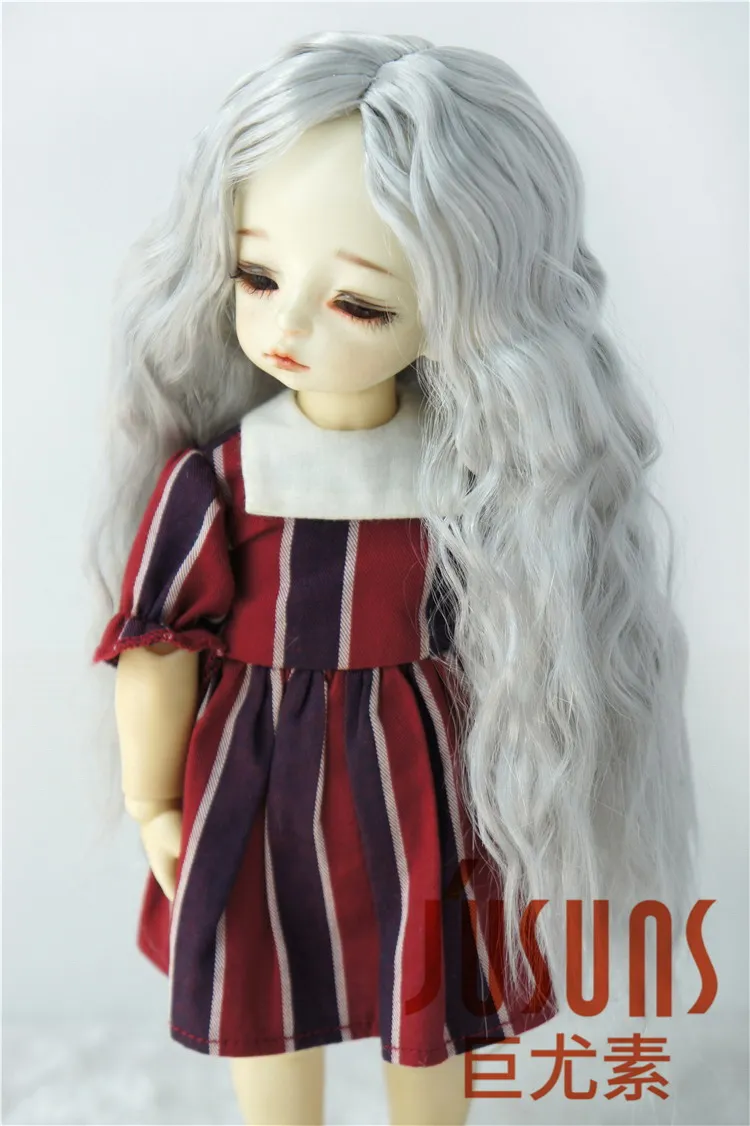 JD138B 1/6 1/4 1/3 длинной волны BJD химическое мохер кукла парики YOSD MSD SD для детей от 6 до 7 дюймов 7-8 дюймов, 8-9 дюймов парик аксессуары для куклы - Цвет: 6-7inch Gray