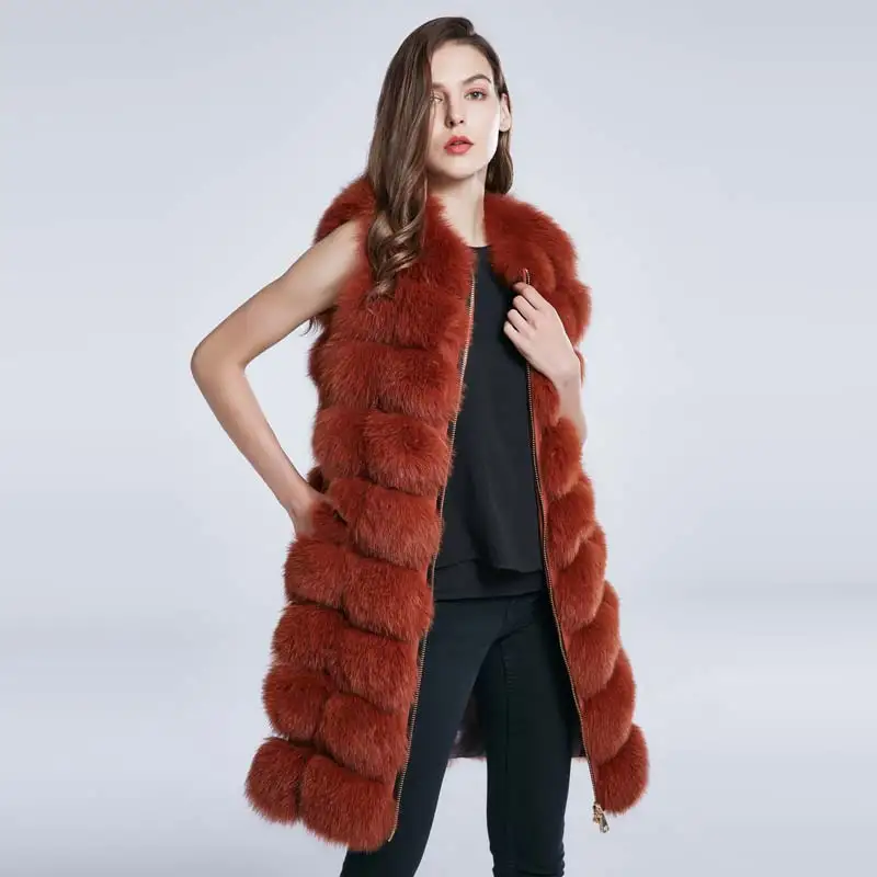 Fox Fur Long Coat Winter Coat Female Hairy Fur Collar Real Fur Coat Adjustable Fatty Skinny Design Tilt Stripe 2021 New enlarge