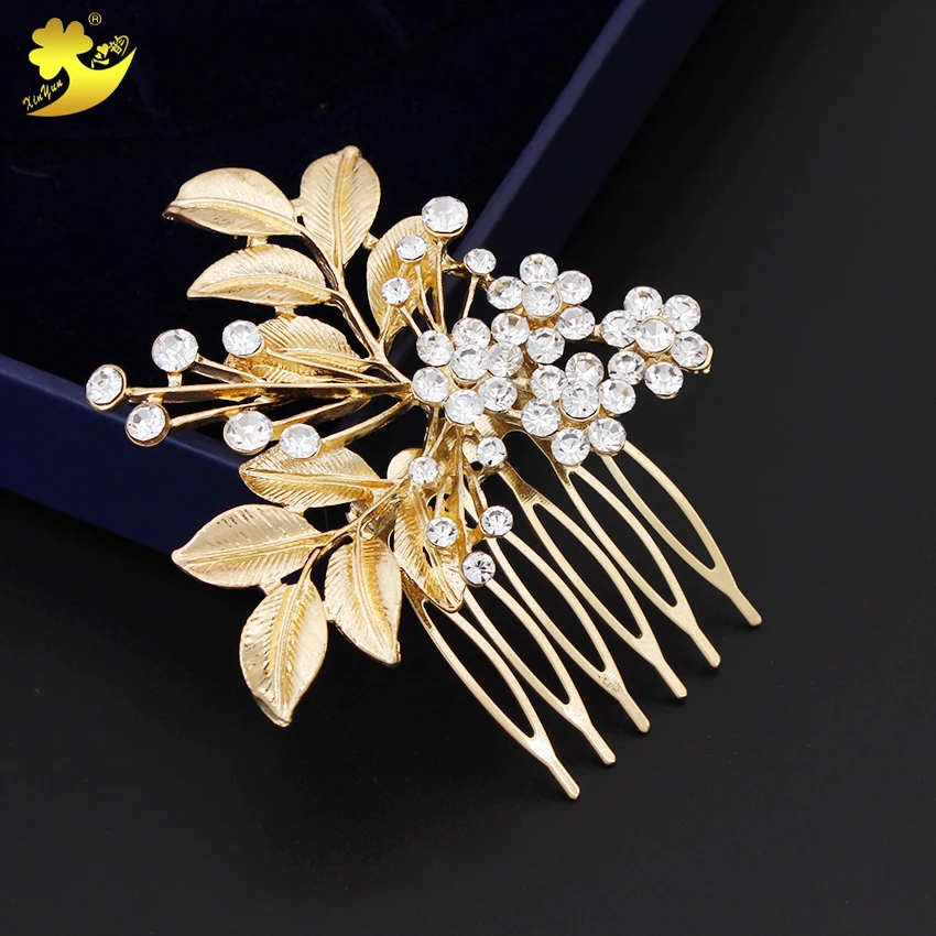 Xinyun золотой лист украшения гребень для волос женские гребни Свадебные
