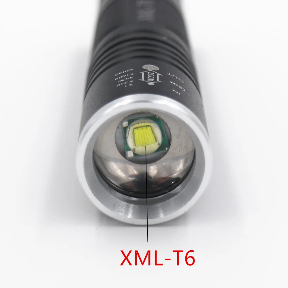 5000lm MINI XM-L T6 светодио дный Водонепроницаемый Телескопический фонарь