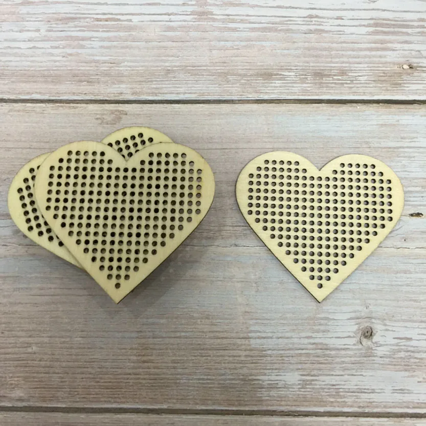 

50pcs unfisnished wood heart shape custom heart cross stitch