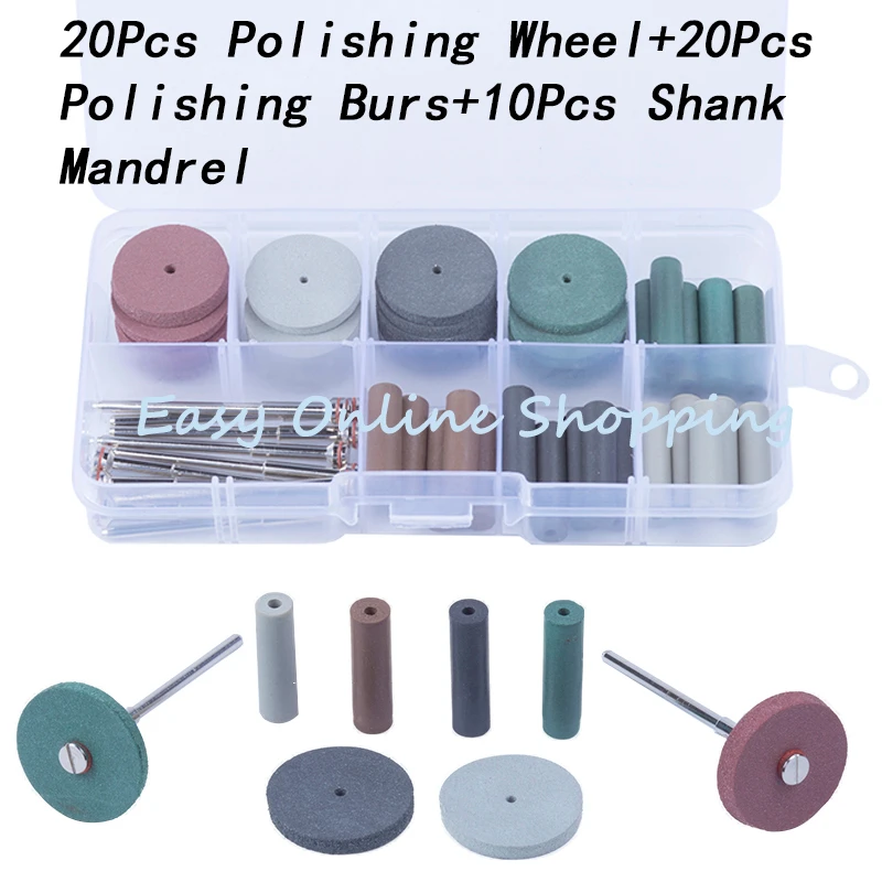 

High Quality New 1 Set Dental Silicone Rubber Polishing Grinding Wheels Burs Coarse Fine Ultra Fine 5 Shank Mandrel 2.35mm