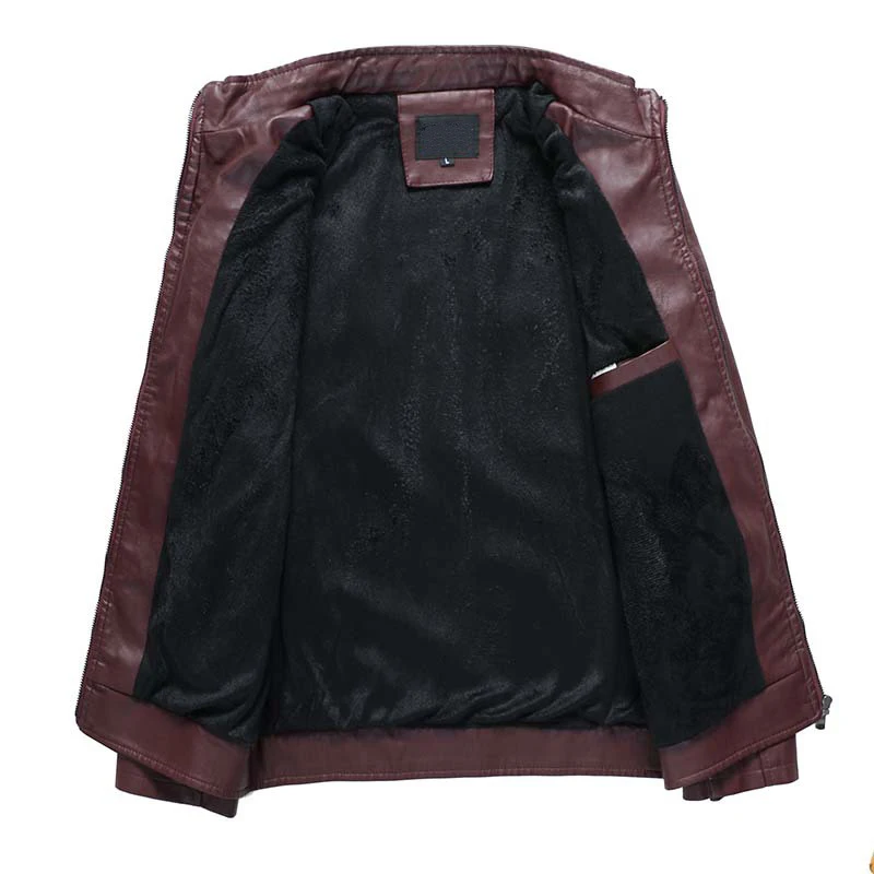 Новинка 2019 повседневные мужские кожаные куртки флисовое осенне зимнее пальто из