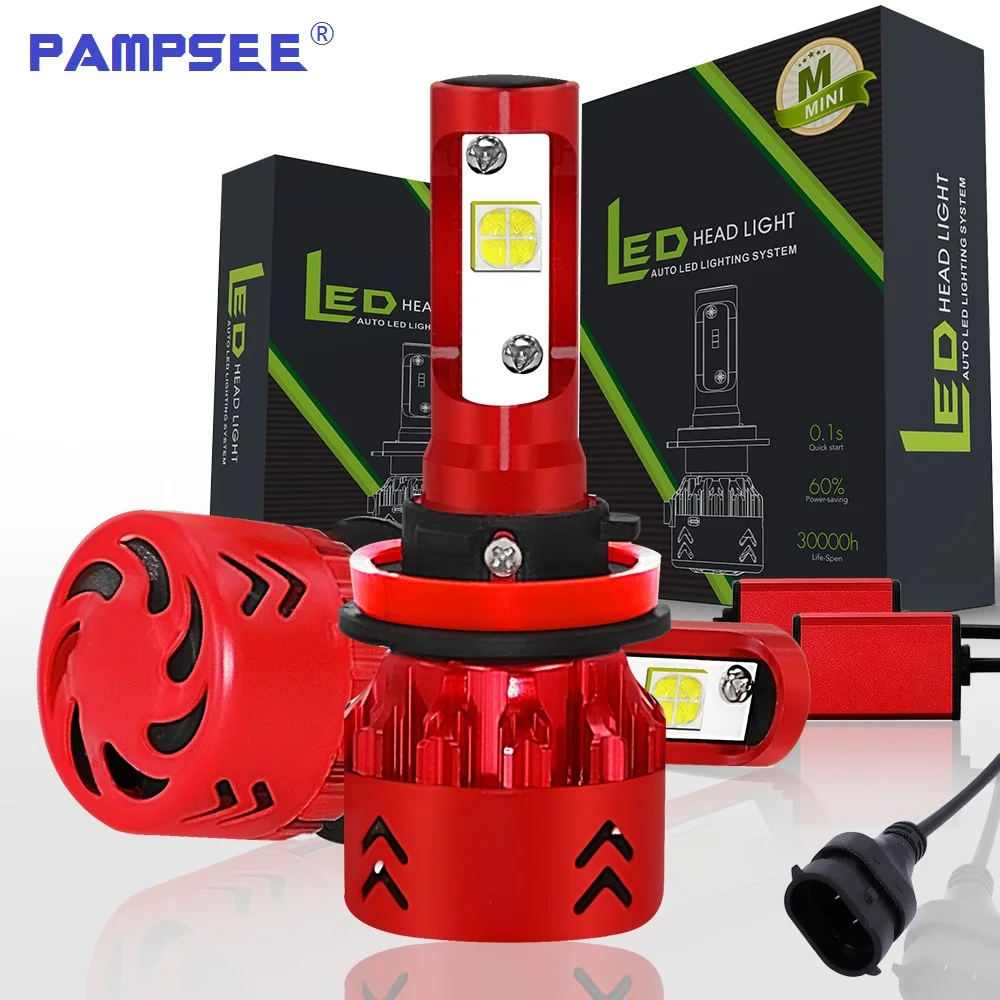 Автомобильные светодиодные фары PAMPSEE M7 9600LM встроенные чипы Cree Led H7 H4 H8 H9 H11 HB3 9005 H10