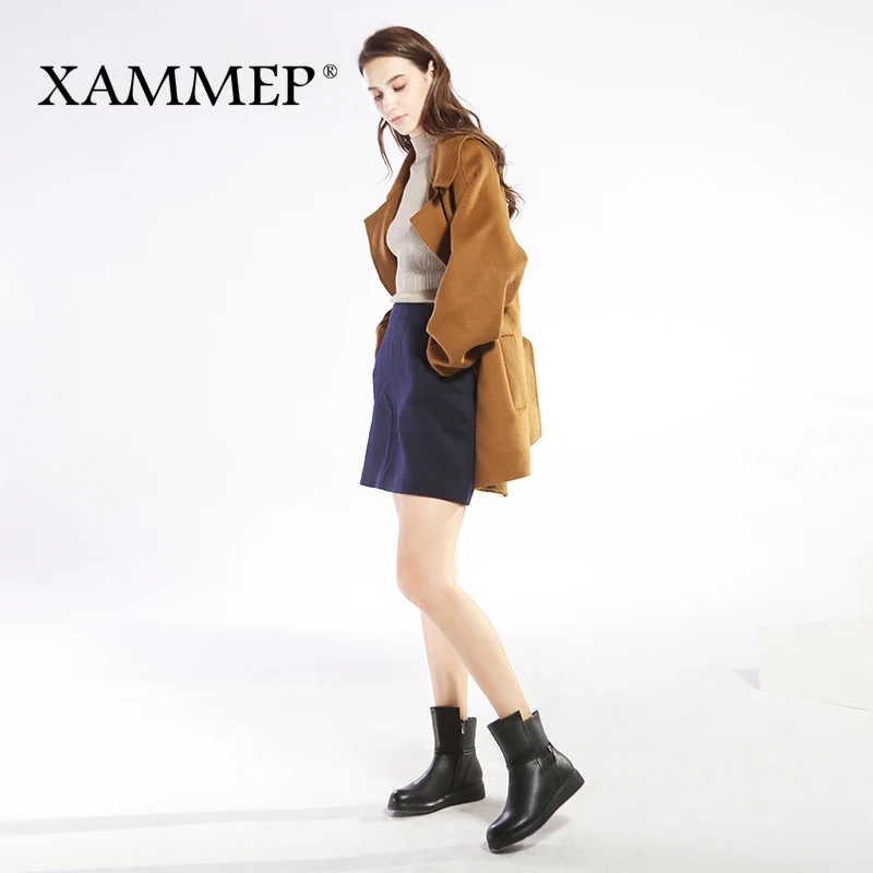 Женские зимние ботинки Xammep из натуральной кожи сапоги до середины икры на
