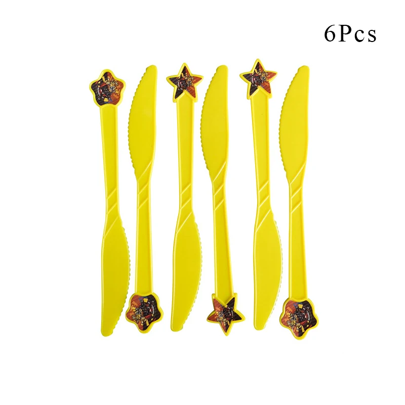 Knife x 6 Transformation Bumblebee Optimus Prime Theme Party Decorations Paper Cup Plate Baby Shower Balloons Kids Birthday Party Supplies - Цвет: Knife x 6