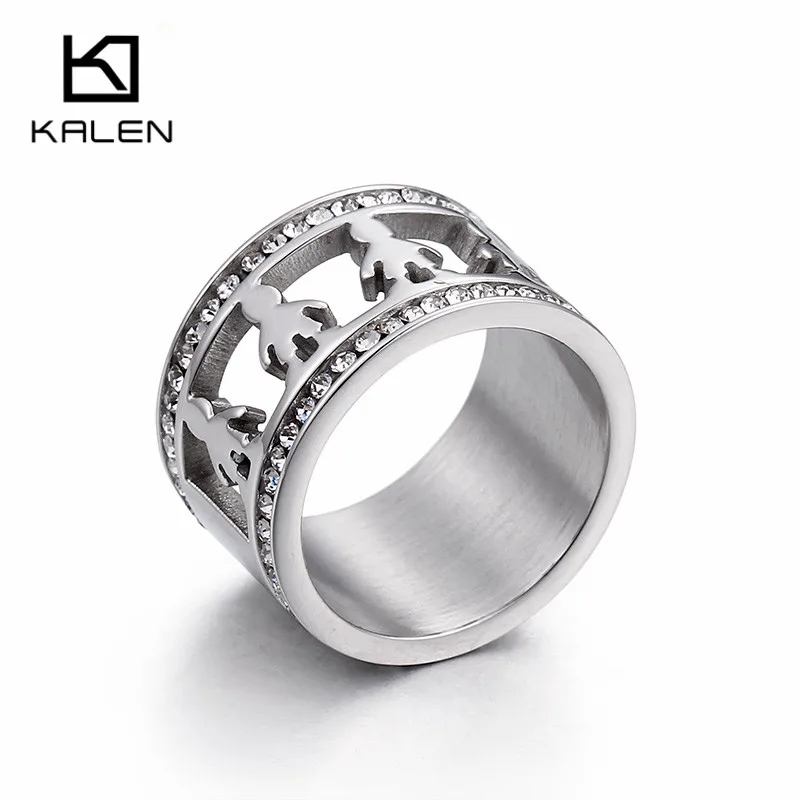 KALEN, нержавеющая сталь, золото/серебро, очаровательные кольца для девушек, для женщин, размер 6-9, стразы, Мультяшные, для девушек, на палец, кольца средней длины, Женские Ювелирные изделия - Цвет основного камня: KR44193-K