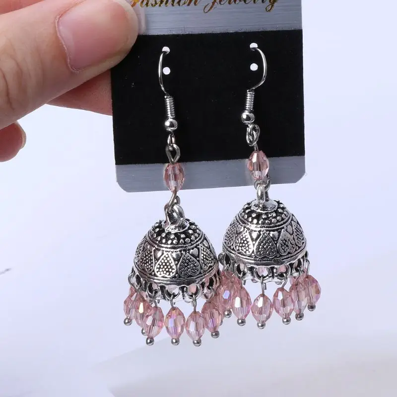 Ретро Индийский Болливуд Jhumka Jhumki Хрустальные Серьги Этнические цыганские