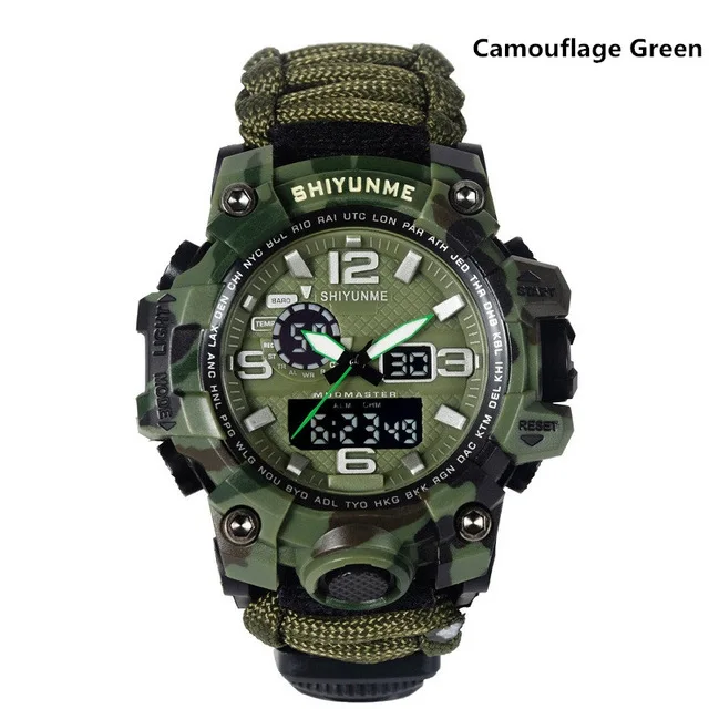 EDC Открытый выживания часы водонепроницаемый аварийное снаряжение Кемпинг-параккорд браслет с ножом компас свисток термометр аптечки