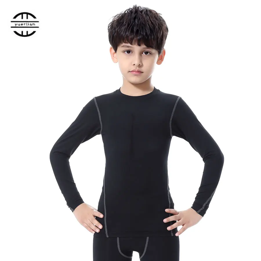 

YD T1019 New Quick Dry Tights Clothing Fitness Kids Sportswear Long Sleeve Children Jersey Running Gym T Shirt Boys And Girls