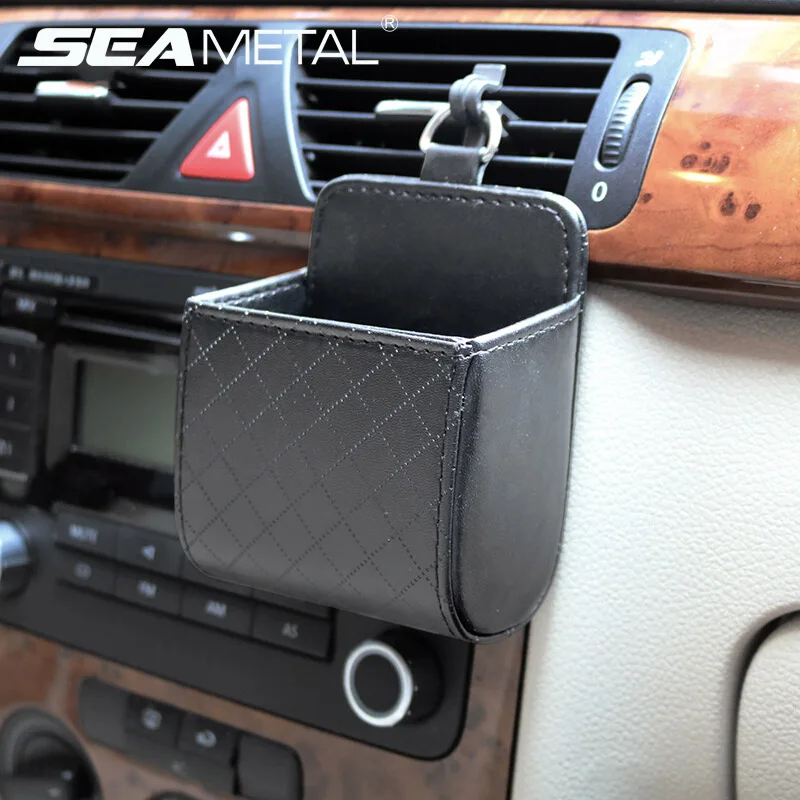 SEAMETAL Авто Vent Outlet мусорный ящик из искусственной кожи Автомобильный держатель для