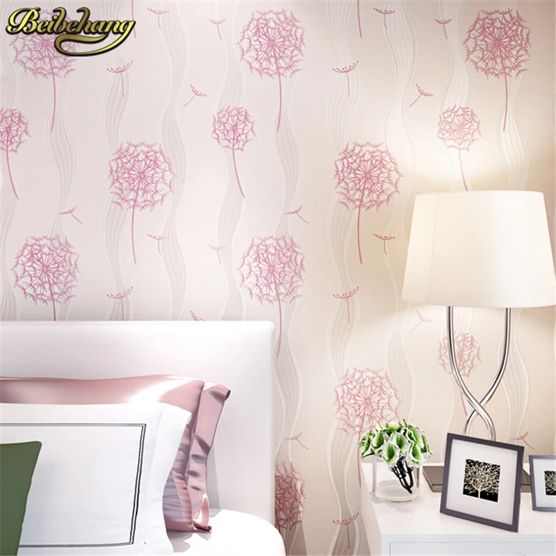 Обои для детской спальни с цветочным узором романтичный дизайн розовые/синие