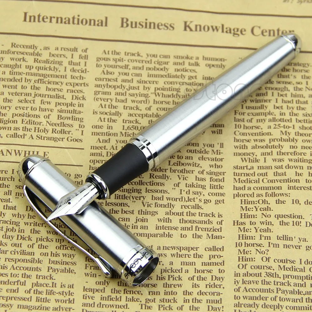 New Hot Jinhao X750 Silver Medium 18KGP Nib Fountain Pen Stainless Steel24#20 | Канцтовары для офиса и дома