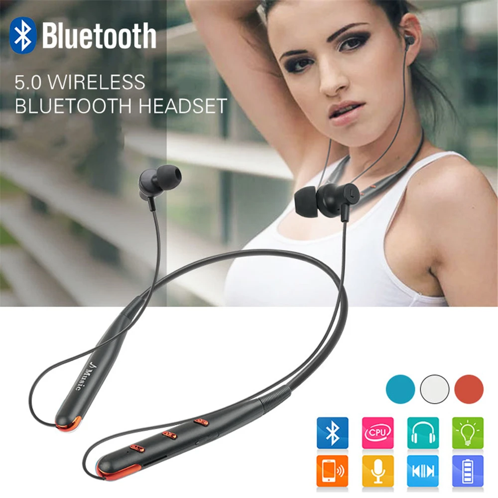 Спортивные Bluetooth наушники Шейная гарнитура 5 0 бас водонепроницаемые встроенный