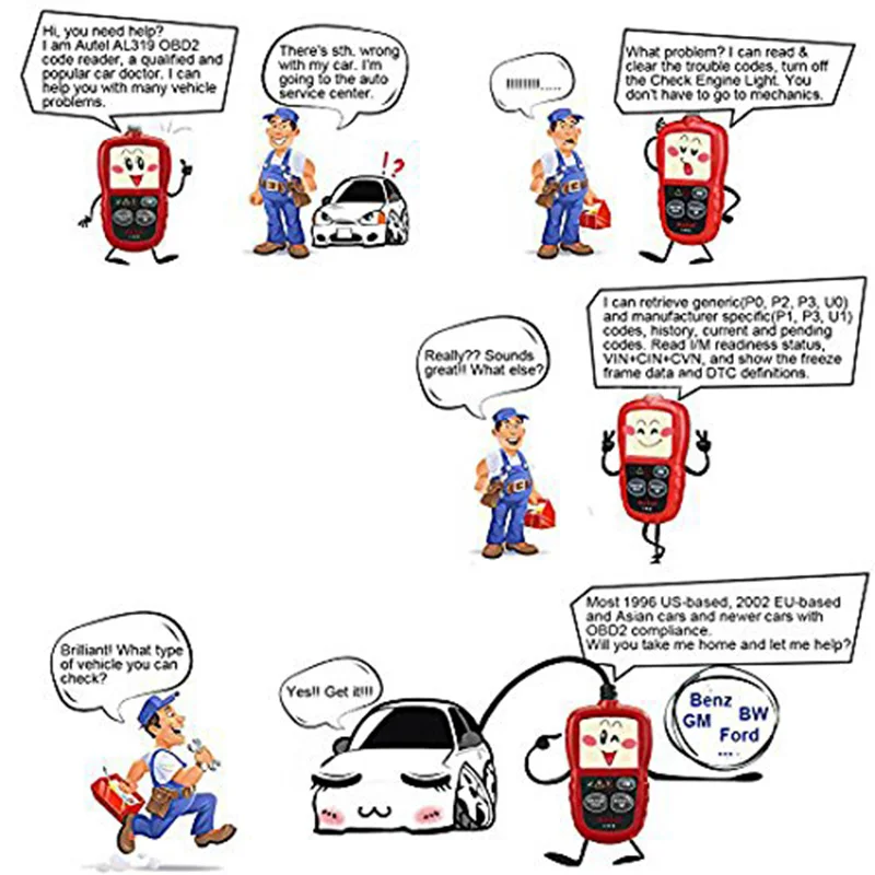 Новый AL319 OBD2 автомобильный сканер OBD Автомобильный диагностический инструмент