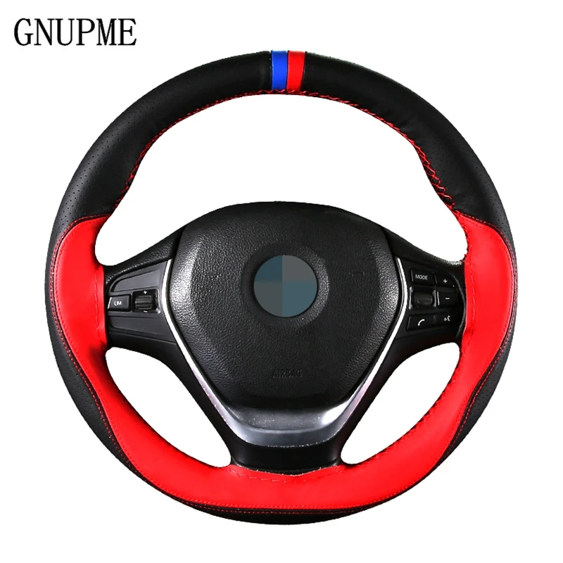 

Anti-slip Soft Artificial Leather Car Steering Wheel Cover 38cm steering-wheel With Needles And Thread Auto Interior Accessories