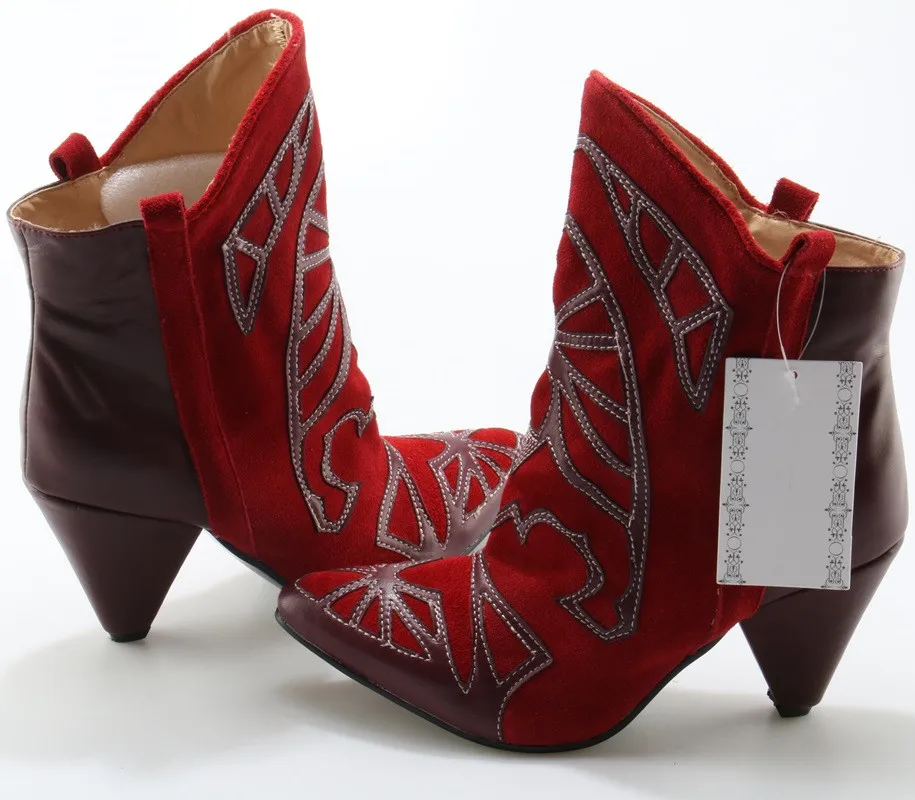 Для женщин Botas mujer invierno Красная черная кожа туфли на высоком каблуке шпильке