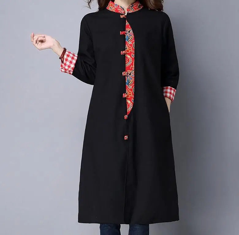 M-XL хит продаж весна Женская Новая мода Ретро стиль воротник с пуговицами принтом