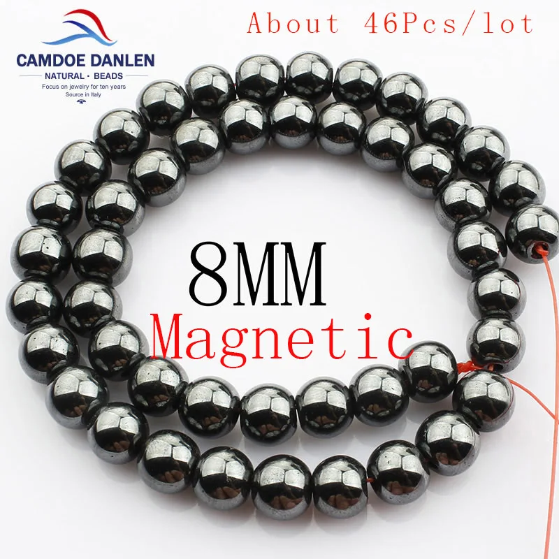 8mm Magnetic CAMDOE DANLEN Натуральный камень черный гематитовое магнитное нитка круглые бусины 4/6/8/10/12 мм Diy браслет Модные украшения для изготовления - Цвет: 8mm Magnetic