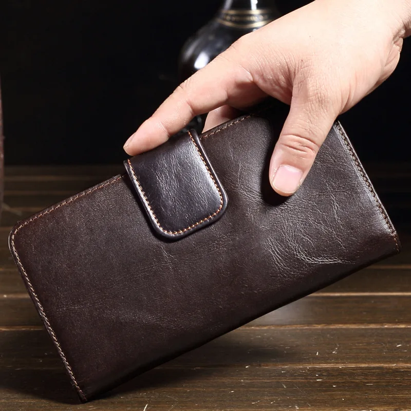 2017 винтажный кошелек из натуральной кожи с застежкой большой вместимости