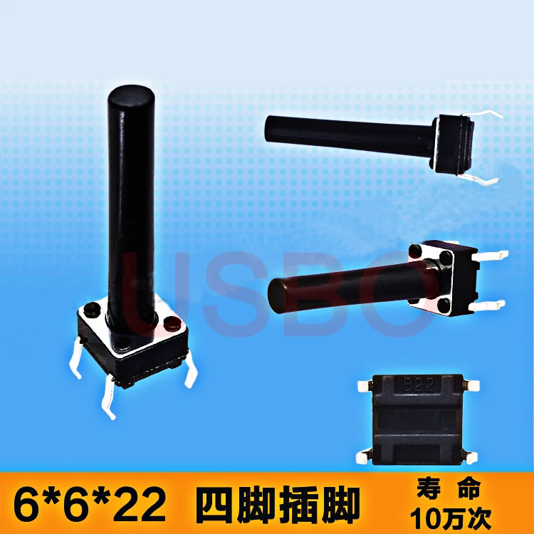 

Wholesale Micro Feather touch switch Tact Switch 6*6*22mm 4 Pins Black