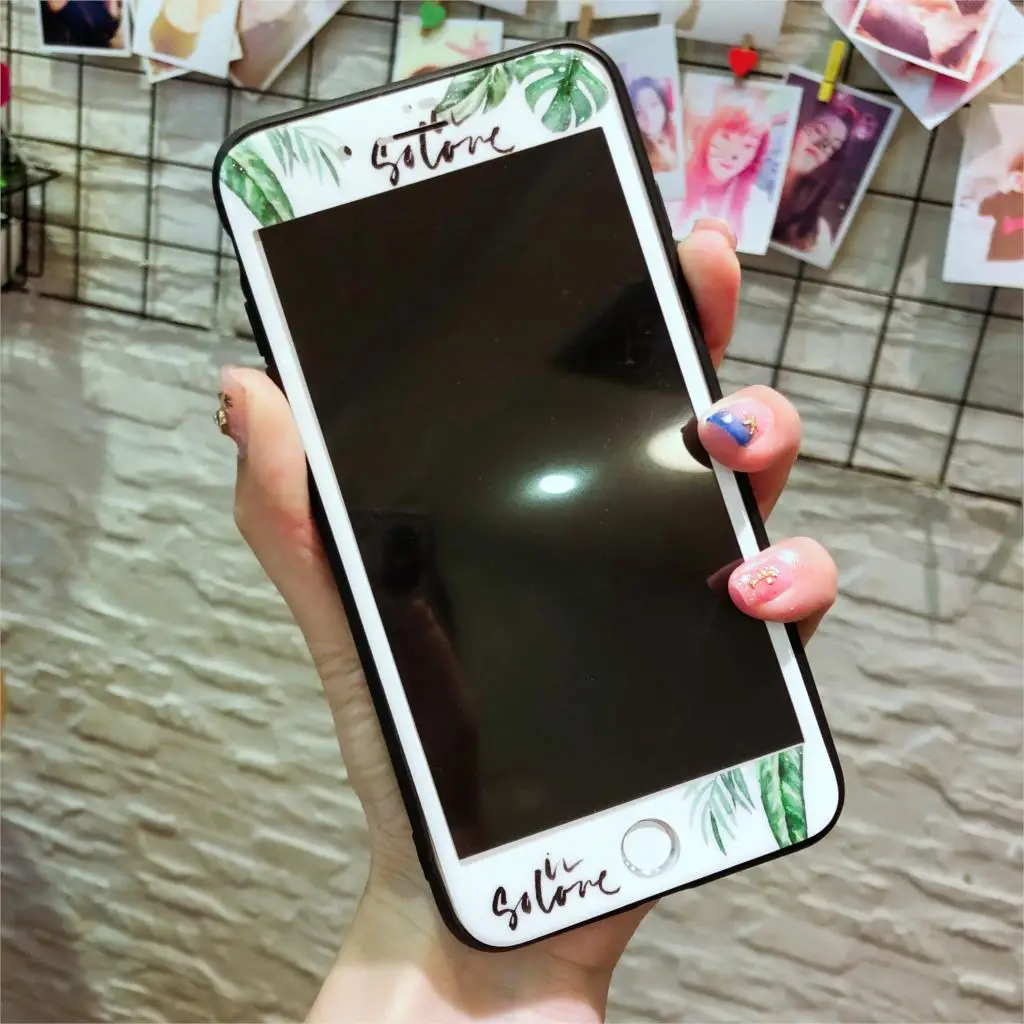Tempered Glass for iPhone 6 6S 7 Plus Screen Protector Film 8 plus Lovely Flowers Leaf Flamingo Pattern | Мобильные телефоны и