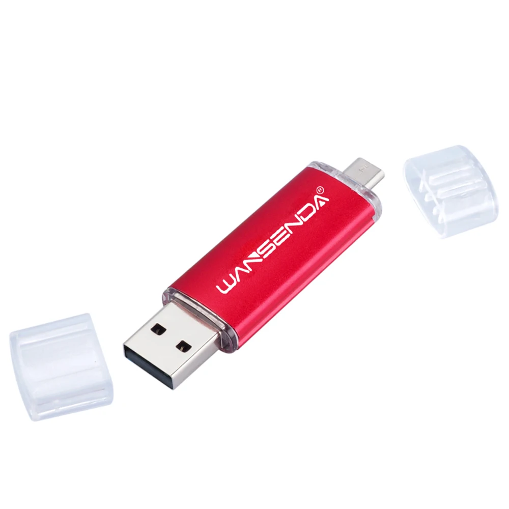 Красный WANSENDA USB 2,0 OTG USB флеш-накопитель для телефонов на Android 256 ГБ 128 ГБ 64 ГБ флеш-накопитель 32 Гб 16 Гб Micro USB карта памяти 8 Гб флешка - Цвет: Красный