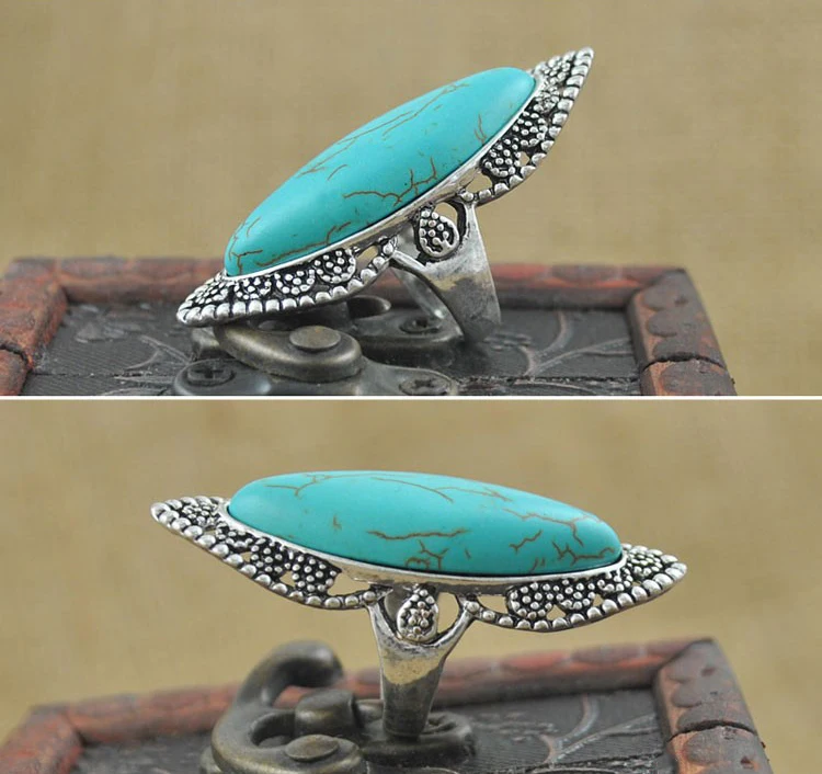 

Fashion Vintage Bohemian Resin Rings For Women Antique Silver Alloy Carving Ring Gypsy Bobo Beach Jewelry Wholesale 12 Pcs