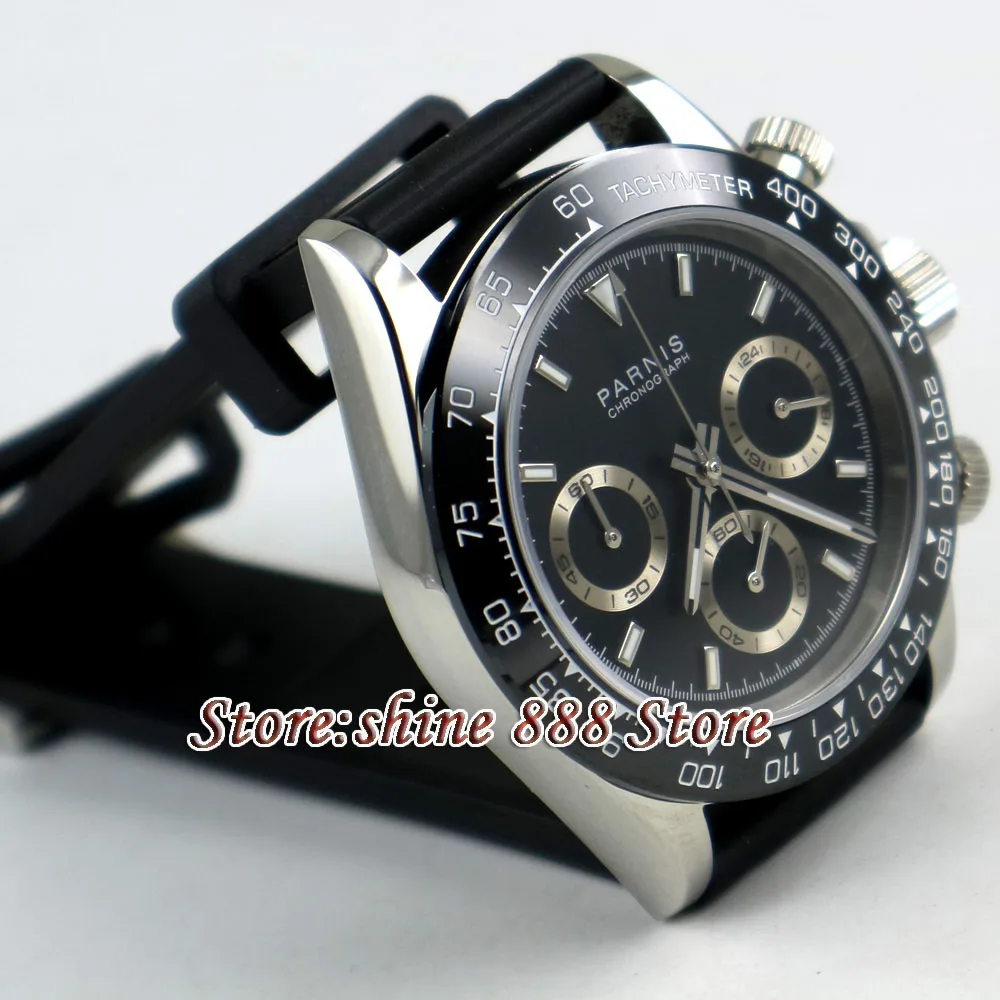 Мужские кварцевые часы с черным циферблатом 39 мм